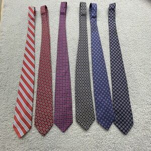 Brooks Bros Makers Tie Mens Repp Red Flower Lote of 6 All Silk 56''x3.5'' USA
